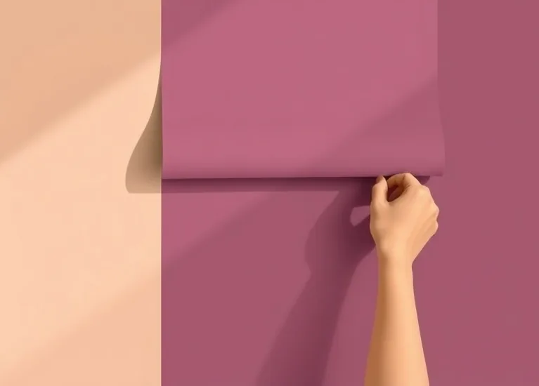Pose de papier peint, rouleau et brosse à maroufler